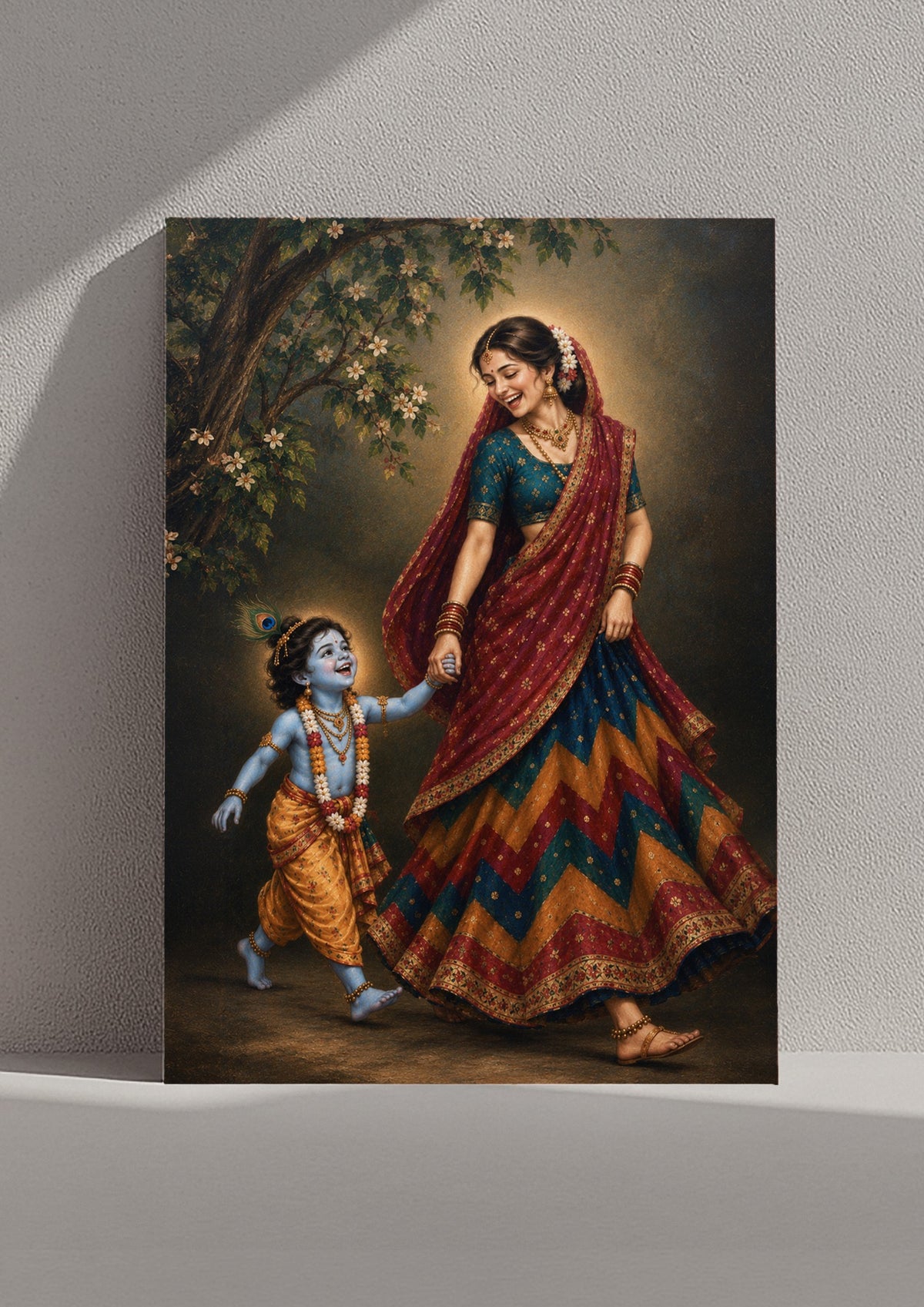 Little Steps With Maa unframed art print featuring Yashoda and young Krishna